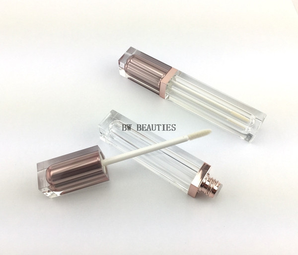200Pcs/Lot Rose Gold Empty Lip Gloss Tube, Square Silver Lip Gloss Refillable Bottles,Plastic Liquid Lipstick Container