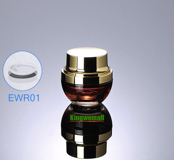 300pcs/lot Newest 20g 20ml High Grade Glass Cream Jar Red with Gold Color For Cosmetic Packaging FWR01