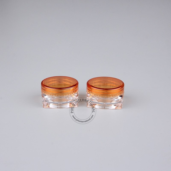 50 x 3g Lovely Plastic Cream Jar With Orange Lid 3cc Empty Small PS Bottle For Cosmetics Portable Storage Box/Pot Free Shipping