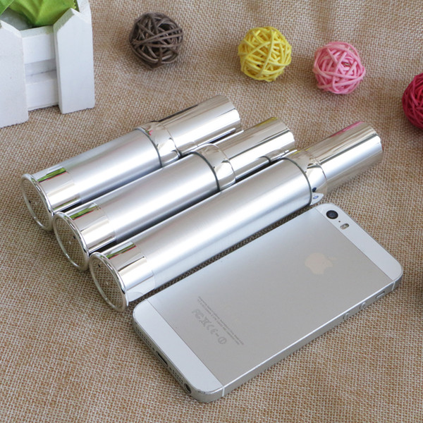 Silver Mini Portable Vacuum Airless Travel bottles 15ml 20ml 30ml Liquid Makeup Empty Packaging Containers 100pcs wholesale
