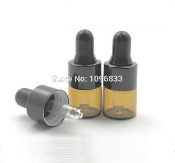 1ML Amber Bottle black top, Pipette bottle, 1CC Essential Oil Vial, Cosmetic Oil Packing Bottle, Brown Glass bottle, 100pcs/Lot