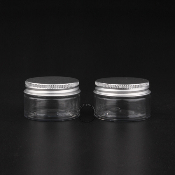 Free Shipping 30g/1OZ Clear Plastic Cream Jars 30ml Small Empty Cosmetic Containers With Aluminium Screw Cap 50pcs/lot