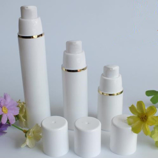 PP 15ml 30ml 50ml airless bottle white clear color airless pump for lotion BB cream vacuum bottle White + Gold F20171085