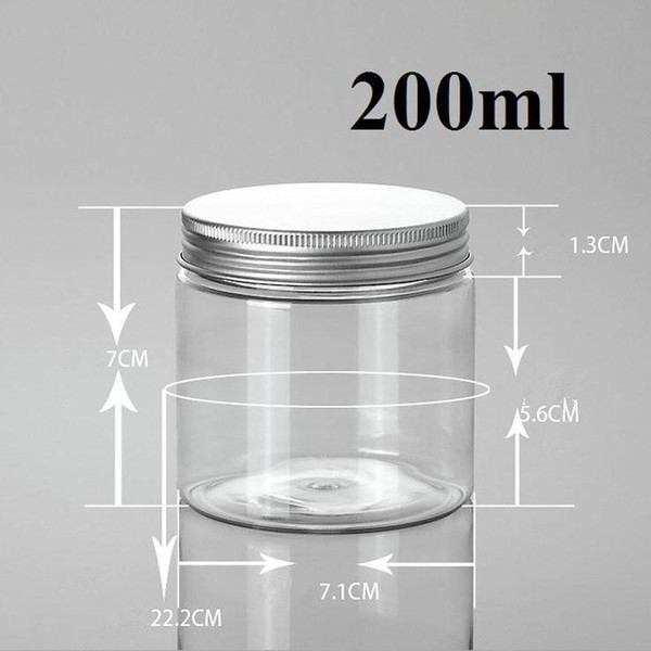 Free shipping - DIY 200g Clear Cream Jar, 200g PETjar, cosmetic container,cosmetic packaging Aluminum Cap