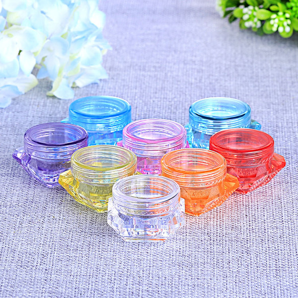 100pcs/lot Mix Color 5g Plastic Cream Diamond Jar Refillable cosmetics white color face cream empty jar plastic cream jar