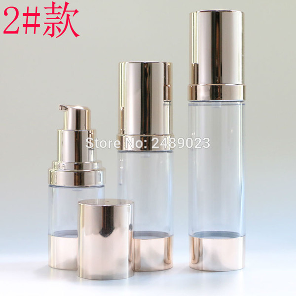 Pale Gold Airless Bottle Travel Cosmetic Jars Plastic Emulsion Refillable Bottles Empty Cosmetic Container 10pcs/lot 30ml 50ml