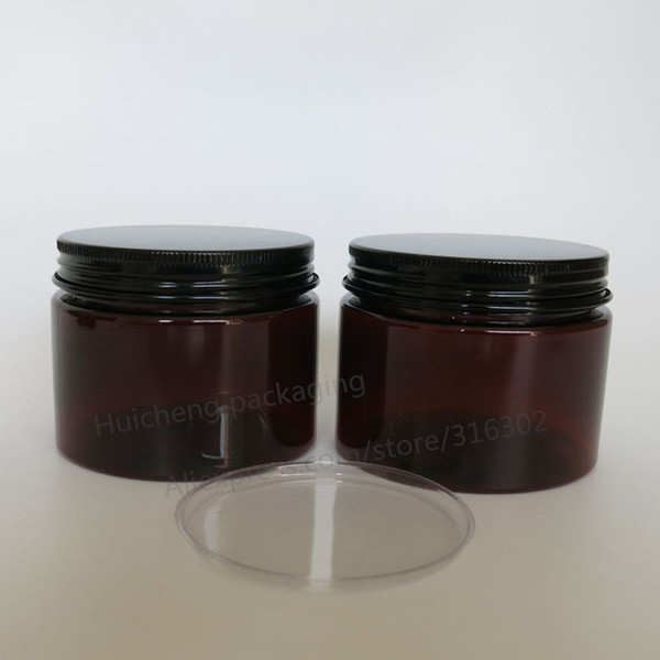 20 x 150 gram Amber Empty Plastic Jar With Black Lid Makeup Bottle Cosmetic Packaging Hand Cream Containers Facial mask Jars