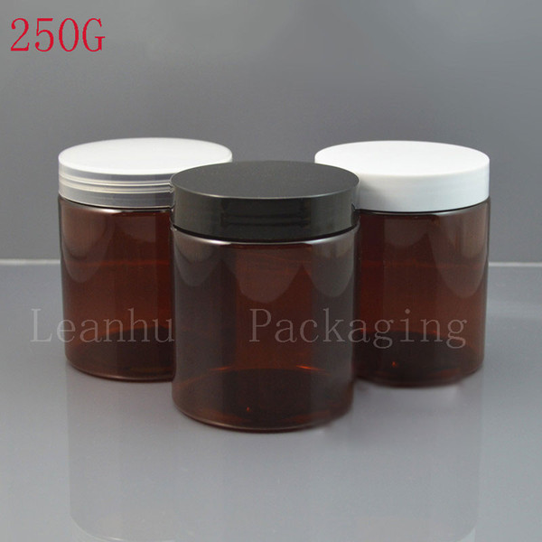 250G Brown Plastic Cream Bottle , 250CC Empty Cosmetic Containers , Cream / Mask Packaging Cans ( 15 PC/Lot )