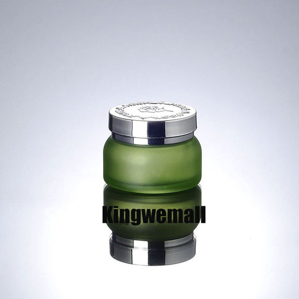 Free Shipping 300pcs/lot 50G green cream jar with silver lid ,cosmetic container,Cosmetic Jars Packaging,glass bottle ENG02
