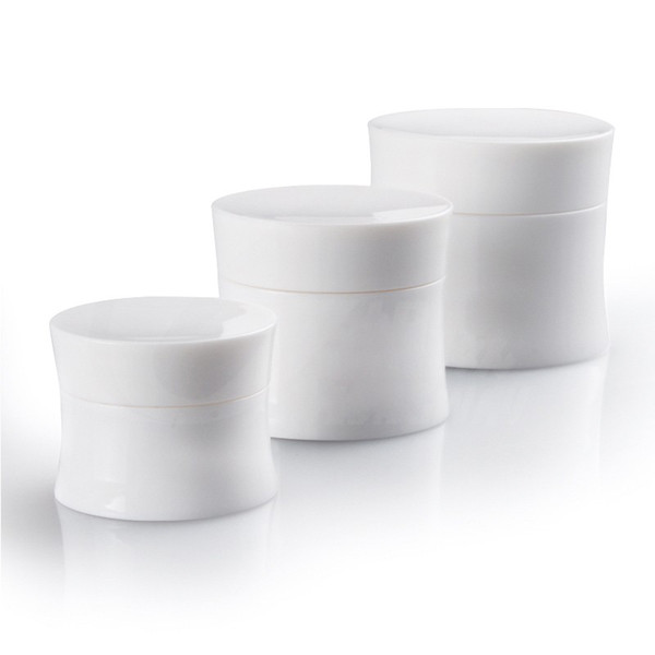 100pcs/lot 15g 30g 50g High Quality White Plastic Cosmetic Container Jars Waist Type Empty Face Cream Makeup Refillable Jar