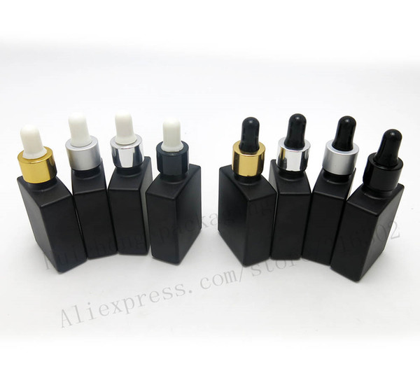 New Arrival!! 200 x 1oz Frost Black Glass Dropper Container 30cc Square Black Glass Dropper Vials