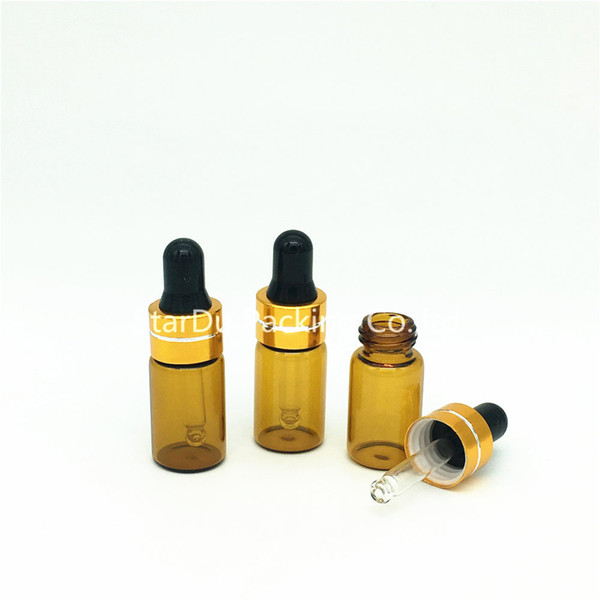 Free Shipping 500pcs 3ML Small Amber Glass Dropper Bottle 3cc Mini Glass Vial With Pipette Dropper, High Quality Glass Bottle