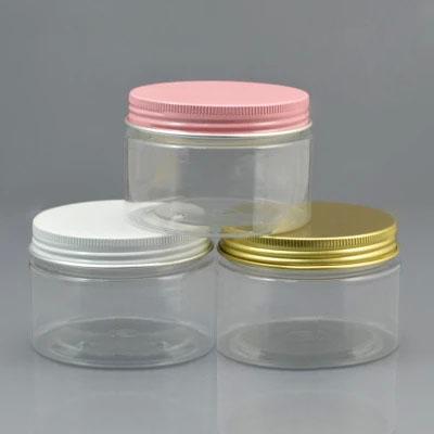 20pcs/lot 120g Plastic Cosmetic Jar Clear Serum Bottle Gold White Pink Aluminum Cap Cream Container Factory Wholesale