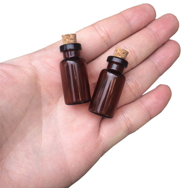 16*35*7mm 2ml Glass Amber Vials with Cork Empty Small Brown Tiny Glass Jars Mini Glass Bottles Vials Jars 100pcs Free Shipping