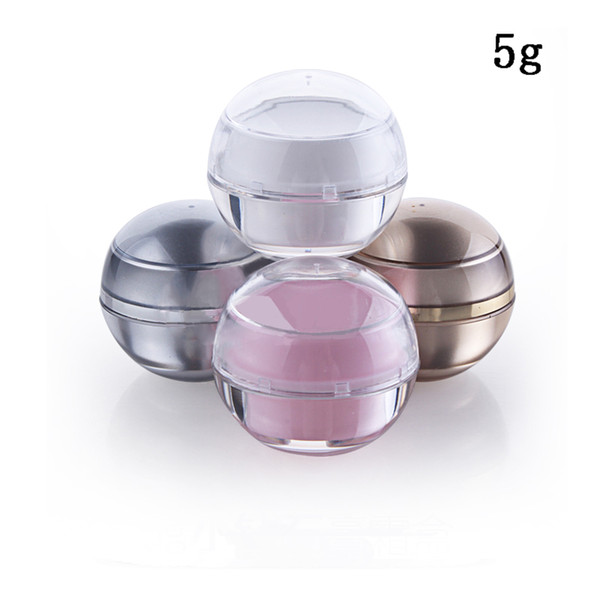 Free Shipping 500pcs 5 Grams High Quality Ball Shaped Acrylic Jar With Lid, 5g Sample Eye cream Lip Gloss Container