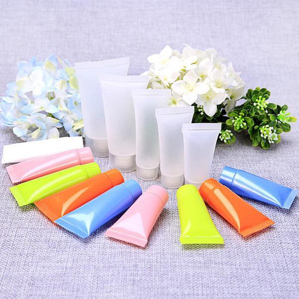 Mini 5ml 10ml Soft Empty Clear Tube Cosmetic Liquid Cream Containers Tube Refillable Bottles for Shampoo Facial Cleanser 100pcs