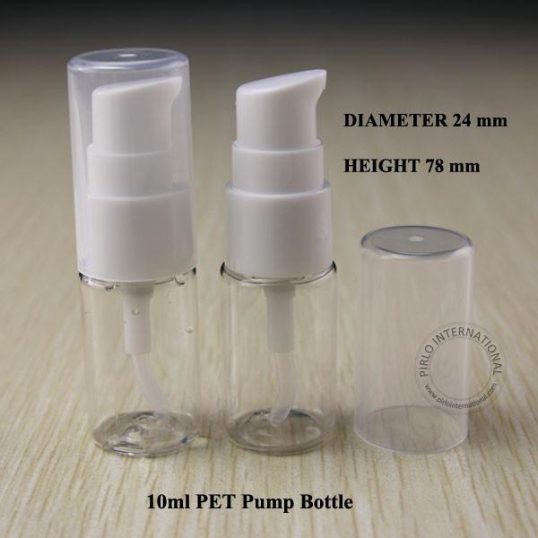 100PCS 10ml D24*H78mm PET Cream Bottle Vials Lotion Pump Spray Bottle Cosmetic Packaging Emulsion Containers with White Pump Lid