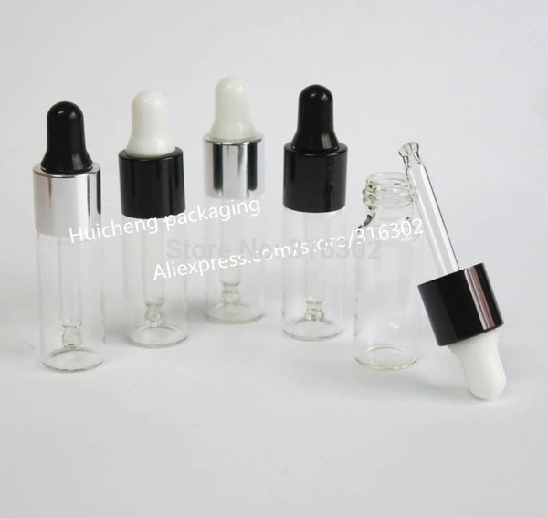 50/ lot 5ML Clear Glass Dropper Bottle, 5 ML serum Vial, 5ml Cosmetic Packaging, Sample Display Container