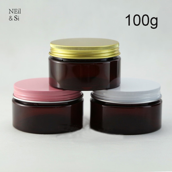 Brown 100g Cosmetic Plastic Jar Refillable Mask Cream Bottle Empty Facial Lotion Bath Salts Package Containers