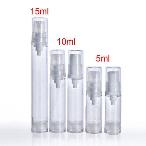5ml 10ml 15g Empty Airless Pump Plastic Bottles Vacuum Pressure Emulsion Bottle Lotion Pump On The Travelling Cosmetic Packaging