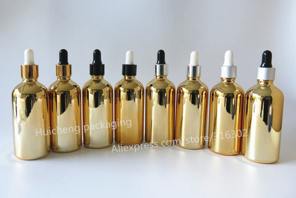10 X High quality 100ml gold glass dropper bottle,High temperature gold plated glass vial,100cc Thick Glass Bottle