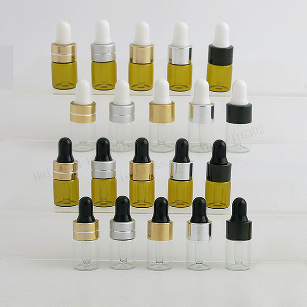 Promotion 500 x2ml Small Clear Amber Glass Dropper Bottle Mini Transparent Glass Vial With Pipette Dropper, Small Dropper Bottle