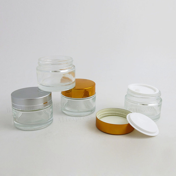 200 x50g Clear Glass Jar Pot Skin Care Cream Refillable Bottle Cosmetic Container MakeupTool With Plastic Lid For Travel Packing