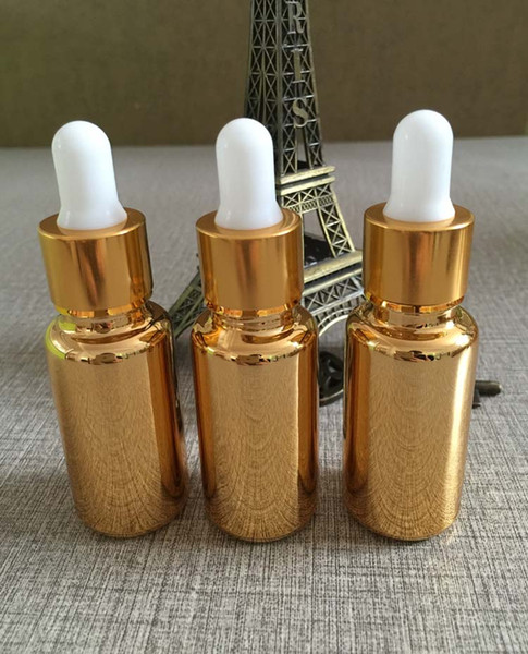 50pieces/lot 15ml High temperature gold plated dropper bottle,15ml glass gold empty dropper essentical oil bottle wholesale