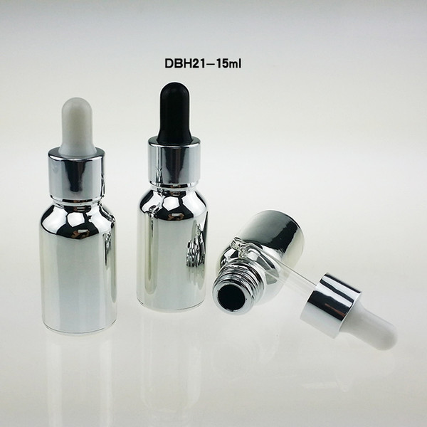 hot sale luxury 100pcs empty 15ml silver glass essential oil bottle with dropper ,buy 15 ml glass dropper bottles for perfume