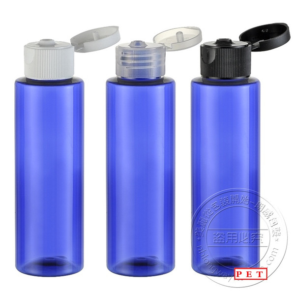 100ml PET bottle with PP flip top cap,100ml blue plastic essential oil bottle,empty PET bottle 100ml