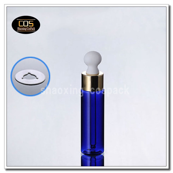 100pcs 1oz clear blue cosmetic bottle with dropper packaging, 30ml empty blue plastic e-juice liquid dropper bottles wholesale