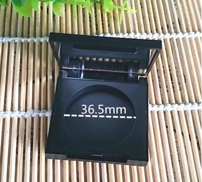 100pcs 36.5mm Aluminum Black Compact, Square Makeup Tool, Cosmetic DIY Box, Empty Eyeshadow Pigment Pan Container with Mirror