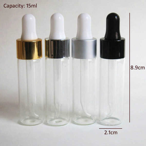 wholesale 15 ml clear glass bottle with pipette dropper, empty 15ml dropper glass bottle, clear glass e liquid container