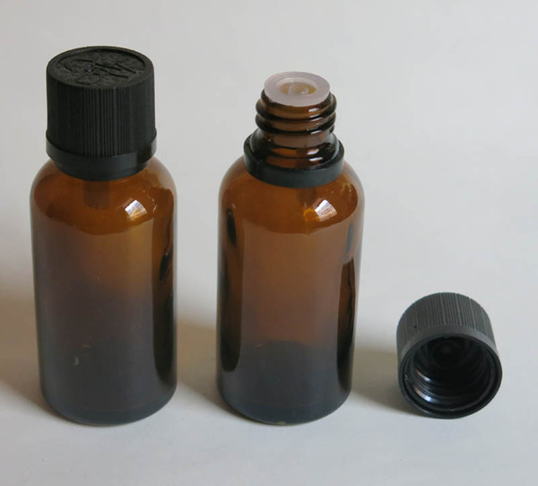 100pcs wholesale 1 Oz amber glass bottle with Acid & Alkali Resistant Phenolic Screw cap for Light Sensitive Material