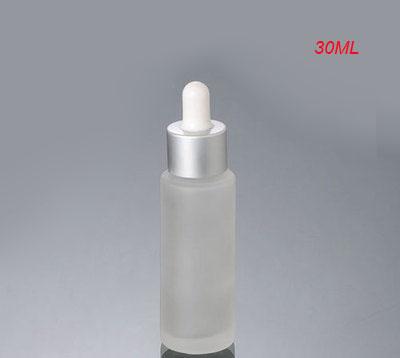 30ML frosted glass dropper glass bottle with silver collar &white top lotion bottle, glass bottle 30ml frost Cosmetic Packaging