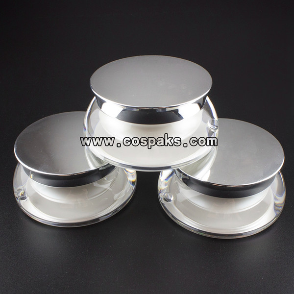50pcs 15ml pearl white acrylic cosmetic jar, 15g plastic screw top containers, 15 g empty cospack jar for facial cream