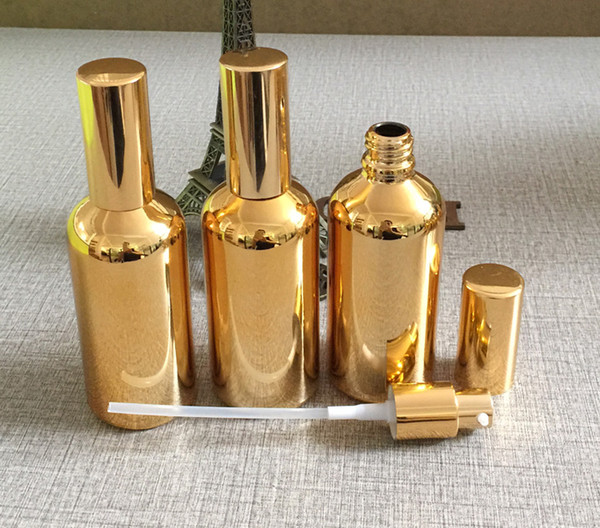 wholesale 100ml high temperature gold plated lotion bottle with pump,cosmetic packing,cosmetic bottle 100ml for liquid cream