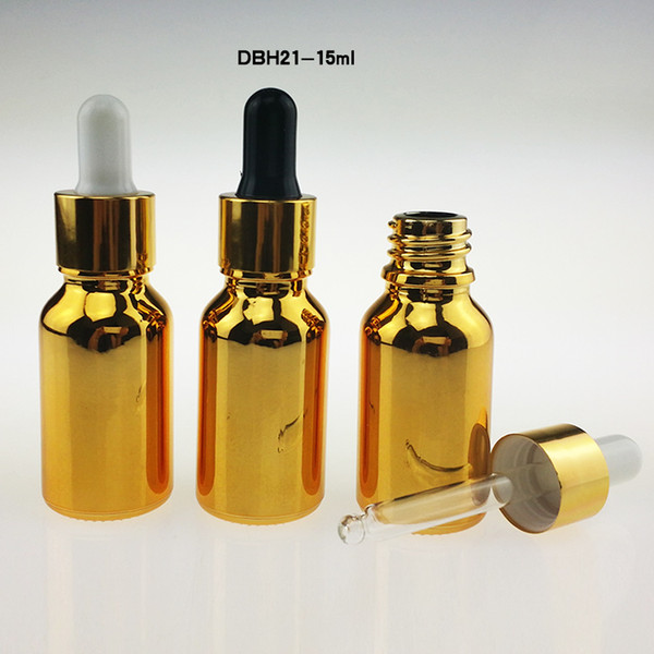 100pcs Gold glass 15ml dropper bottle for essential oil, golden glass dropper bottle 15ml ,empty 15ml glass dropper bottle
