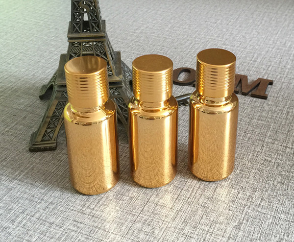 50pieces/lot 15ml glass gold color Essential oil bottle with screw lids ,glass 15 ml golden essentical oil bottle wholesale