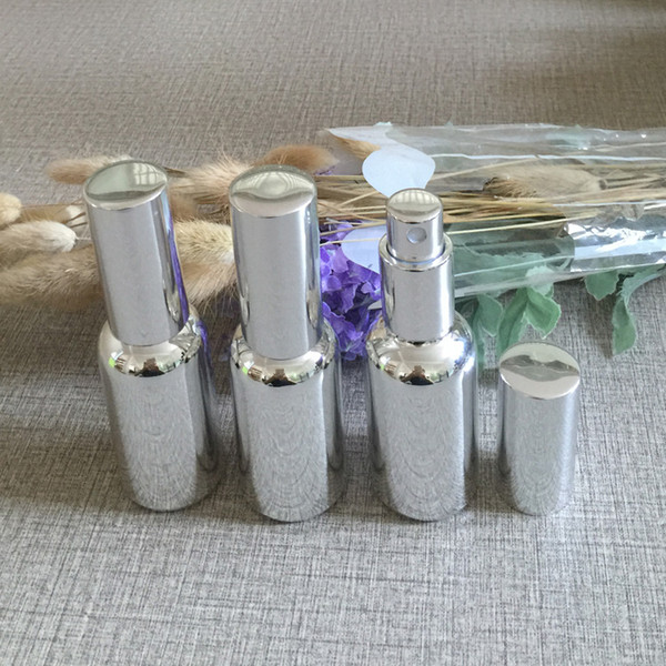 50pcs/lot 50ml High temperature silver refillable empty atomiser perfume bottle,empty 50 ml Shiny Silver Perfume glass packaging