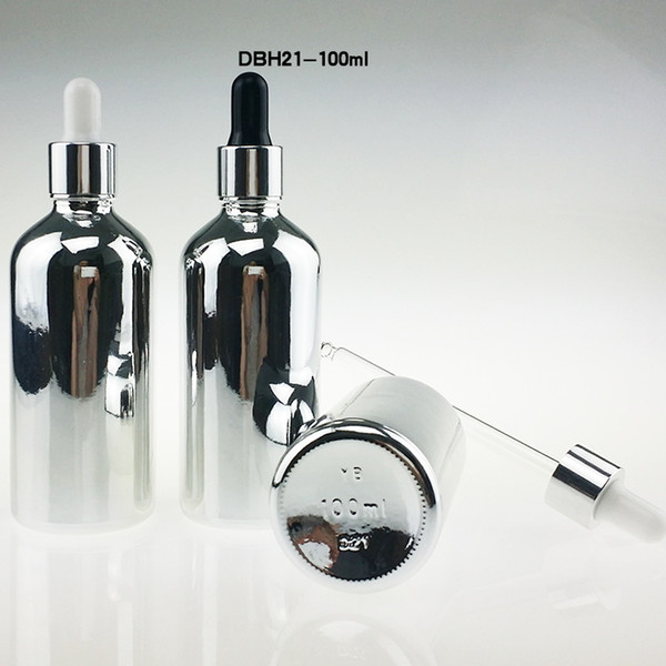 100PCS 100ml silver glass dropper bottle ,100 ml dropper bottles for essential oils , essential oil big bottle with dropper