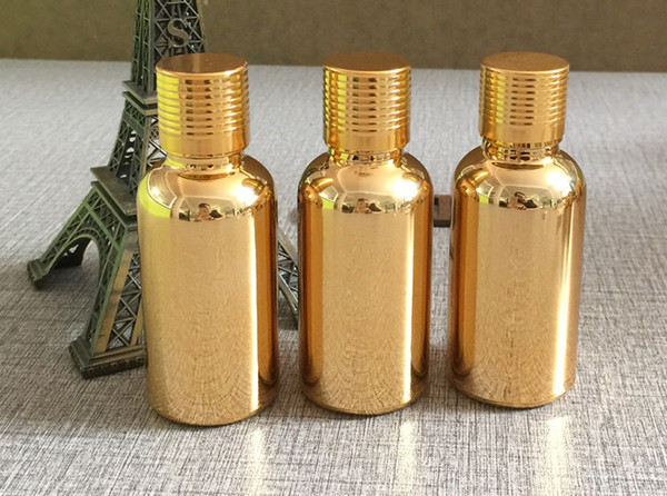 100pcs empty golden 30ml glass bottle for essential oil , dispensing oil 30ml bottle, wholesale empty glass essential oil bottle