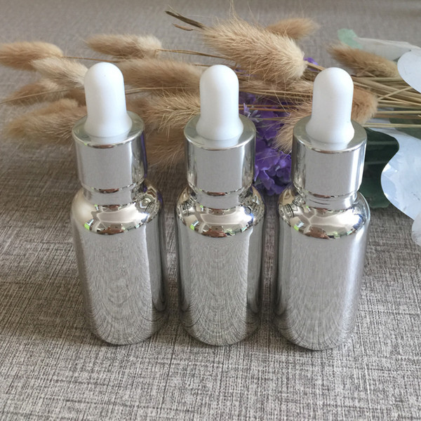 50pieces/lot 20ml High temperature silver plated dropper bottle, 20 ml dropper glass essentical oil bottle wholesale