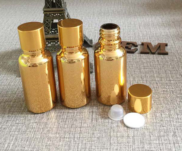 50pieces/lot 20ml High temperature glass gold Essential oil bottle, luxury gold glass 20ml essential oil bottle wholesale