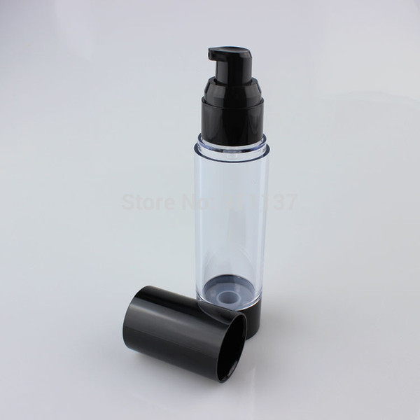 50pcs 50ML Black Vacuum Airless Pump Bottle with Duck Mouth , Plastic Cosmetic Essence Oil Lotion Gel Refill packing Bottle