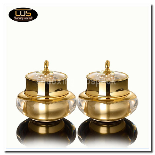 50pcs JA201 30ml acrylic containers for cosmetics, 1oz acrylic cosmetic jars wholesale, empty golden beauty cream packaging