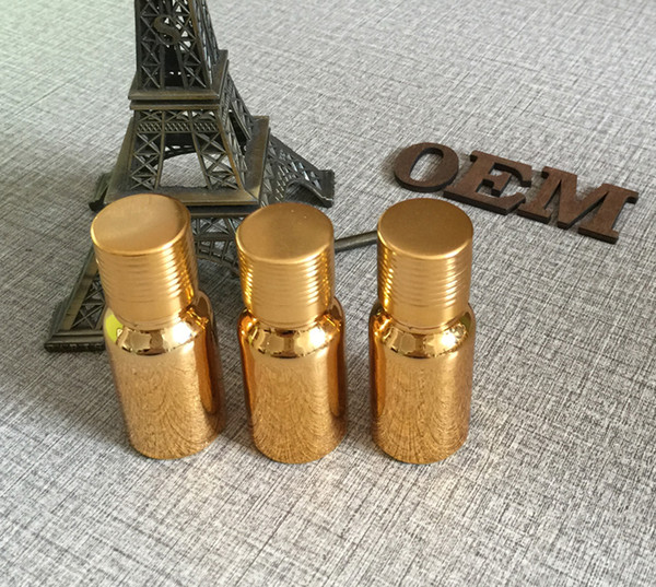 wholesale 50pieces 10ml High temperature gold plated Essential oil bottle with gold screw cap