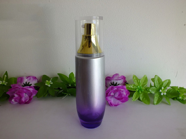 100pcs glass cosmetics empty bottles 100ML,100 ml purple glass lotion bottle with gold cap ,100g glass containers for cosmetics
