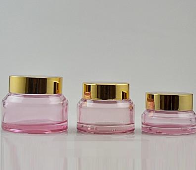 wholesale 100pcs 15g Pink Empty Glass Cosmetic Containers Mask, Face Cream Jars Cosmetic Packaging beautiful glass Pot skin care