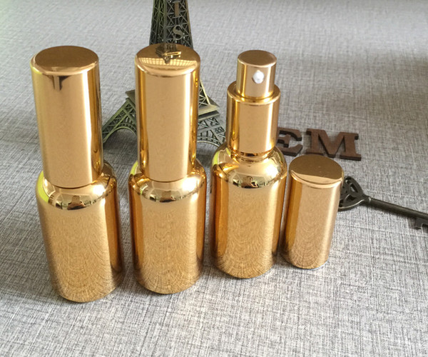 wholesale50pcs 30ml high temperature gold plated lotion bottle with pump, empty 1 ounce glass cosmetic bottle for liquid cream
